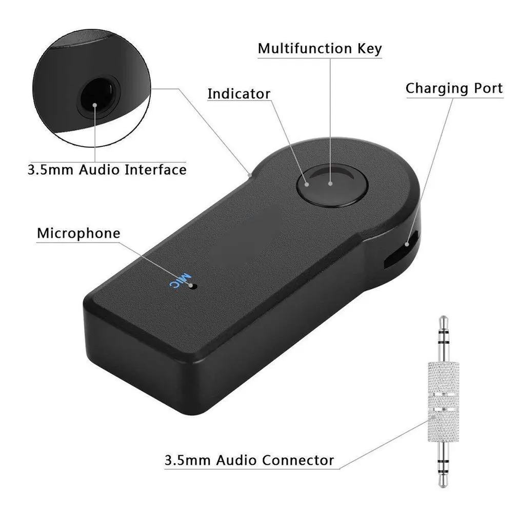 Car Wireless Audio Receiver, Aux Interface, Wireless Speaker Receiver, Wireless Headset, Novo