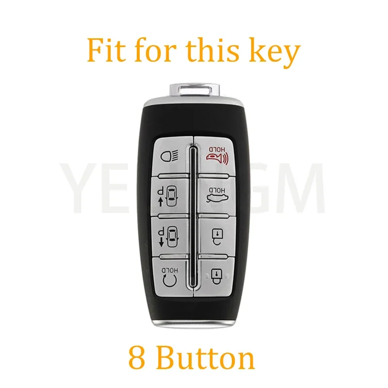 Car Key Cover Case 8 Button TPU For Hyundai Genesis G80 GV70 GV80 2019 2020 2021 2022 Remote Key Holder Auto Accessories