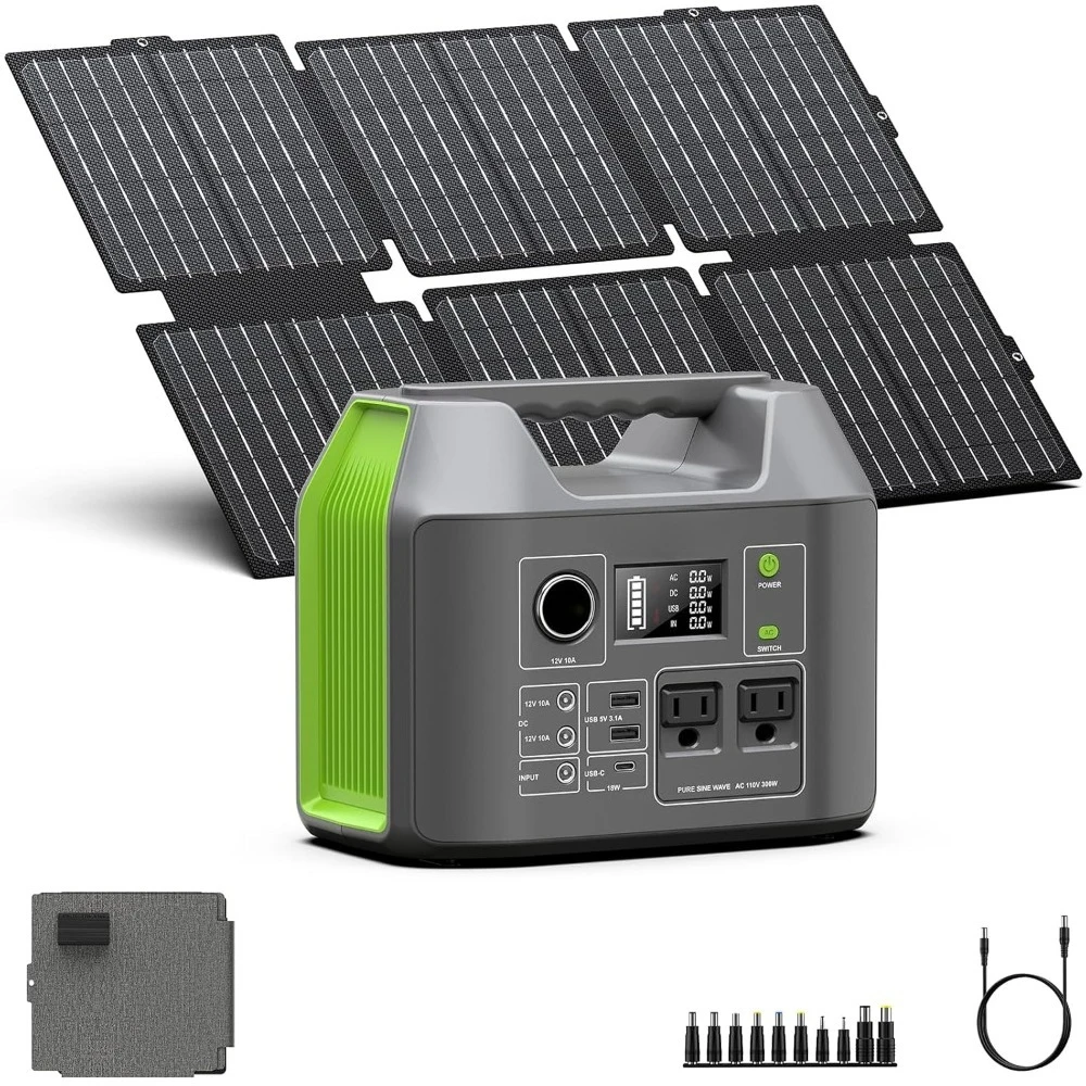 

300W Power Station Solar Generator 296Wh Pure Sine Wave Foldable 60W Panel Home RV Camping, Custom