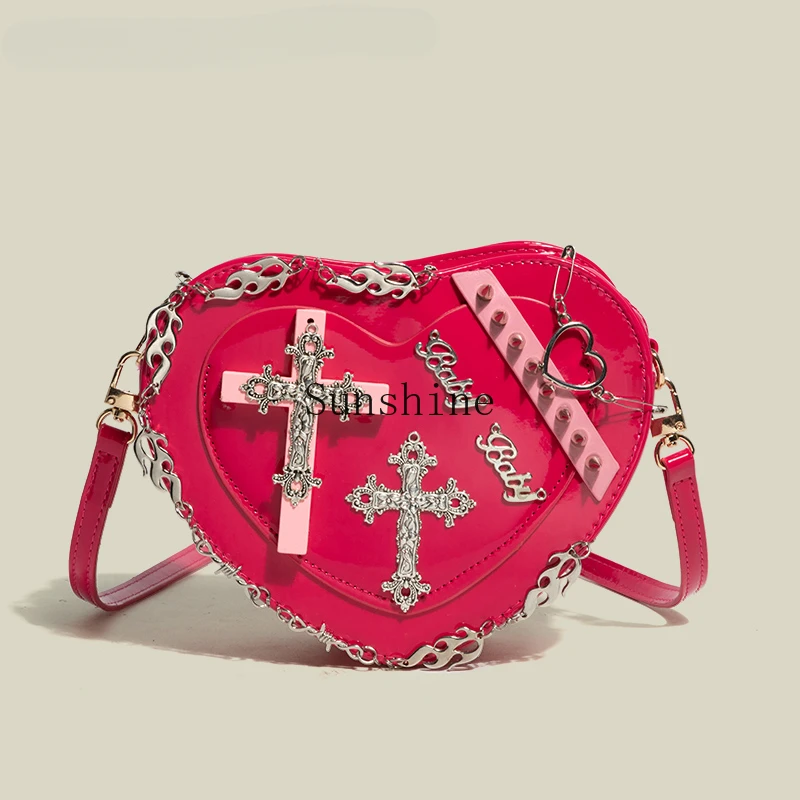 

Niche design personalized heart bag trendy cool girl shoulder messenger bag