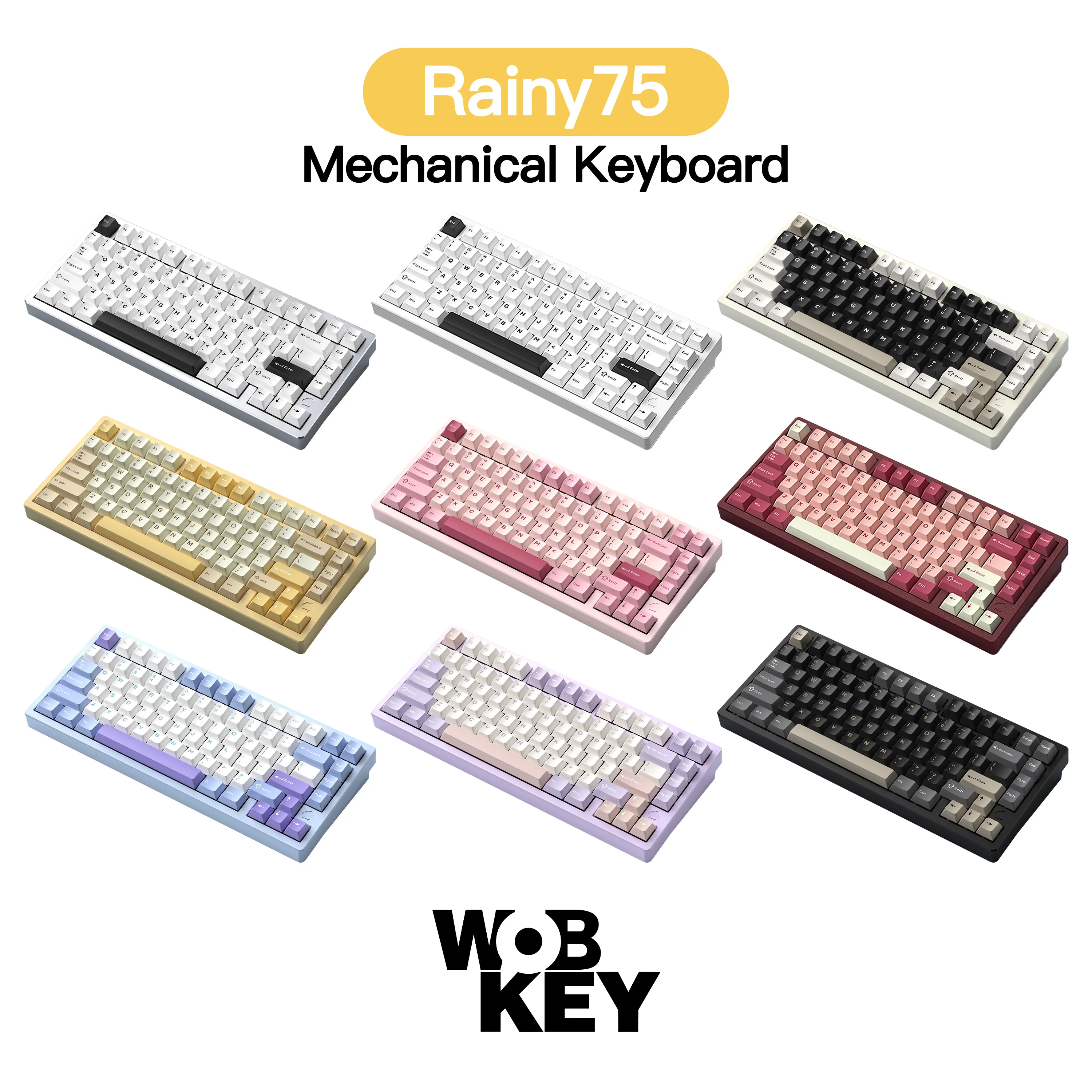 

WOBKEY WOB Rainy75 Mechanical Keyboard 75% RGB Hot Swappable Wireless Wired Gaming Keyboard for Windows Mac