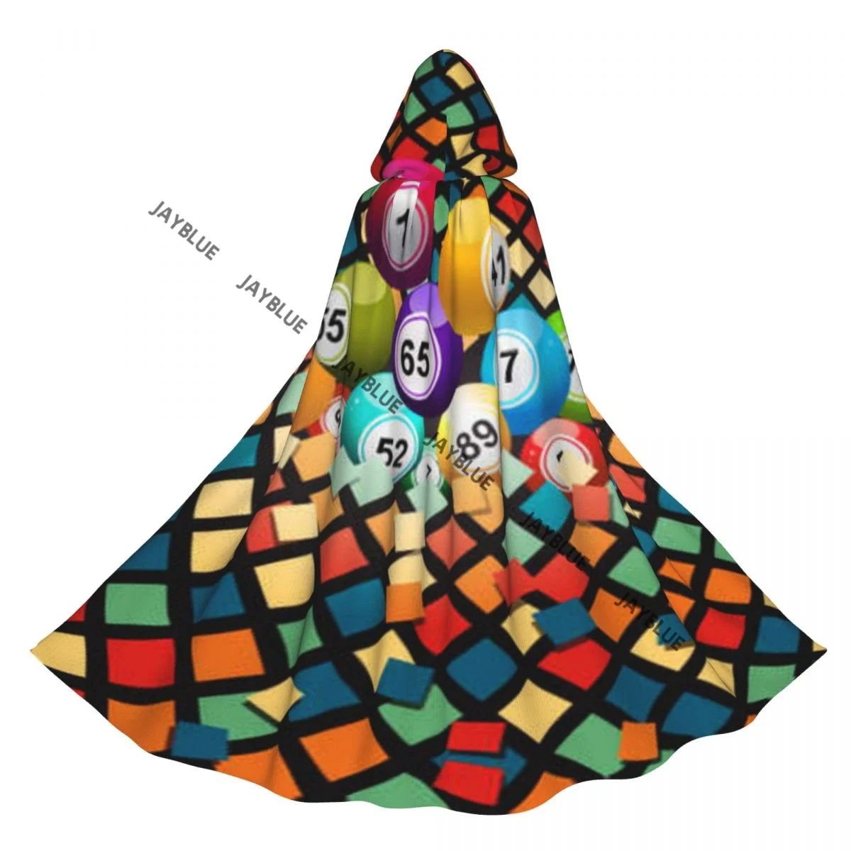 Long Cape Cloak Bingo Balls Breaking Wall Tiles Hooded Cloak Coat Autumn Hoodies