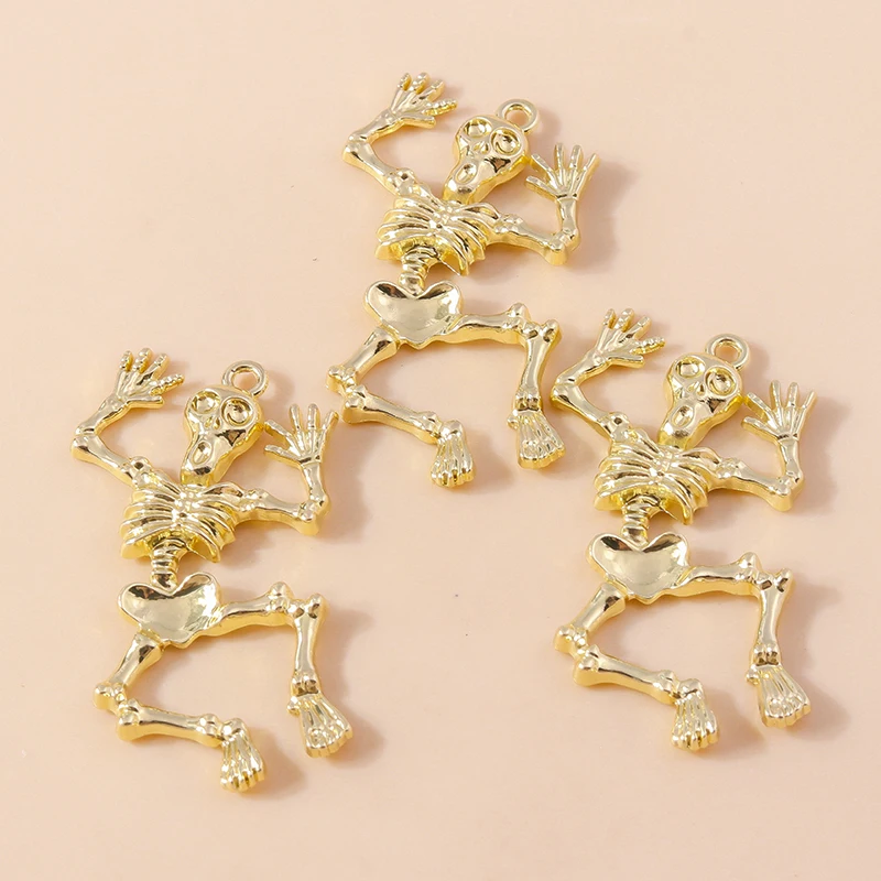 Leslie 5 Stück/Set 28*50mm Legierung Metall Skelett-Anhänger für Ohrringe Halsketten Halloween-Anhänger Armbänder Herstellung DIY Schmuck Geschenke – Detail 6