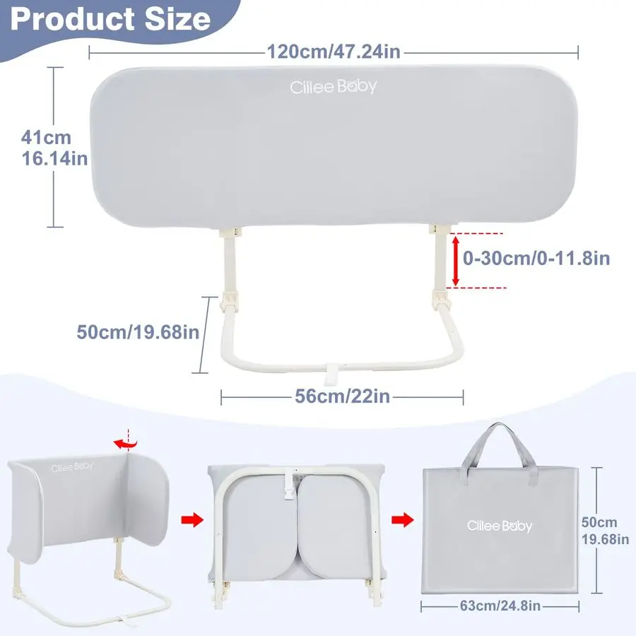 حاجز سرير للأطفال الصغار، قضبان حماية لسرير الأطفال المحمولة للسفر، سرير كوين، قابلة للطي، درابزين جانبي للأطفال للأسرة المزدوجة قابلة للتعديل