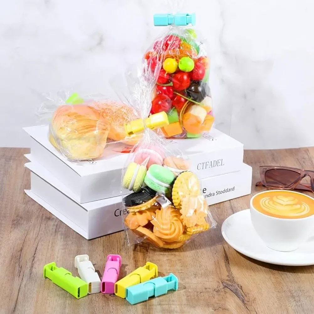 1-60Pcs Squeeze Bread Bag Clips Food Sealing Clips Reusable Food Sealing Clips for Snack Wrap Bags Home Kitchen Storage