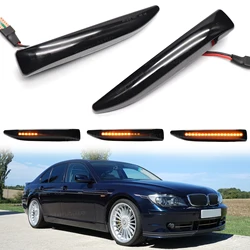 2pcs LED Side Marker Mirror Indicator Lamp Flowing Water Turn Signal Light Amber For BMW 7 Series E65 E66 E67 E68 2001-2008