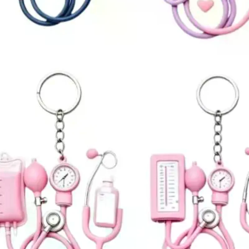 Stethoscope Keychain Mini 2D Flat Cute Design Medical Themed Bag Charm Practical Small Gift for Doctor Office Staff
