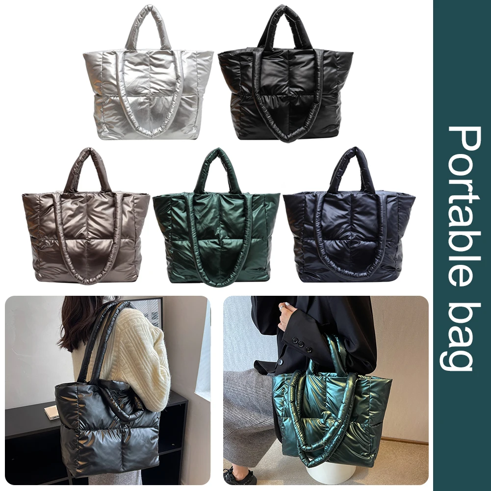 

Autumn Winter Ladies Space Bag Fashion Cotton-padded Underarm Bags Soft Women Casual Large Capacity Check for Girls Shopping