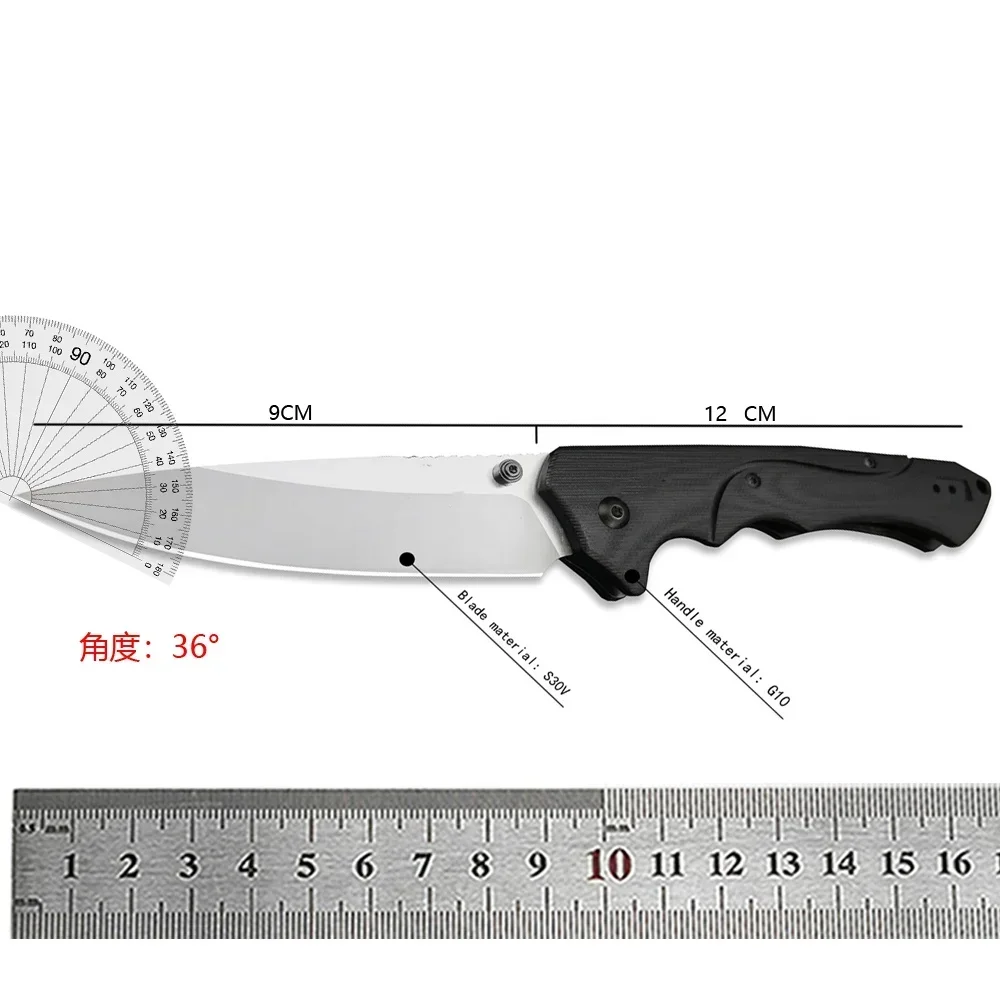 Outdoor Portable BM Rukus 615 Folding Knife S30V Plain Blade G10 Handles Camping Hunting Tactical Knives Survival EDC Tools