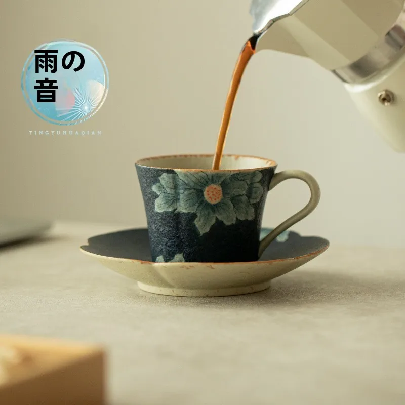 

Hand-Painted Cerc Coffee Cup with Underglaze Coloring Tea Drinking Cup for Home Use And Gongfu Tea Set Red Glaze Plate Inc...
