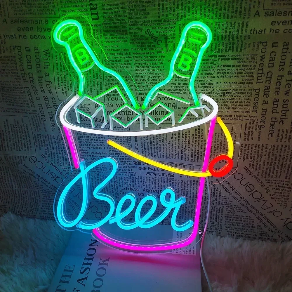 Beer Barrel Led Neon Sign Shop Bar Restaurant Hotel Decorative Light Neon Bedroom Wall Kitchen Christmas Decor Night Light USB