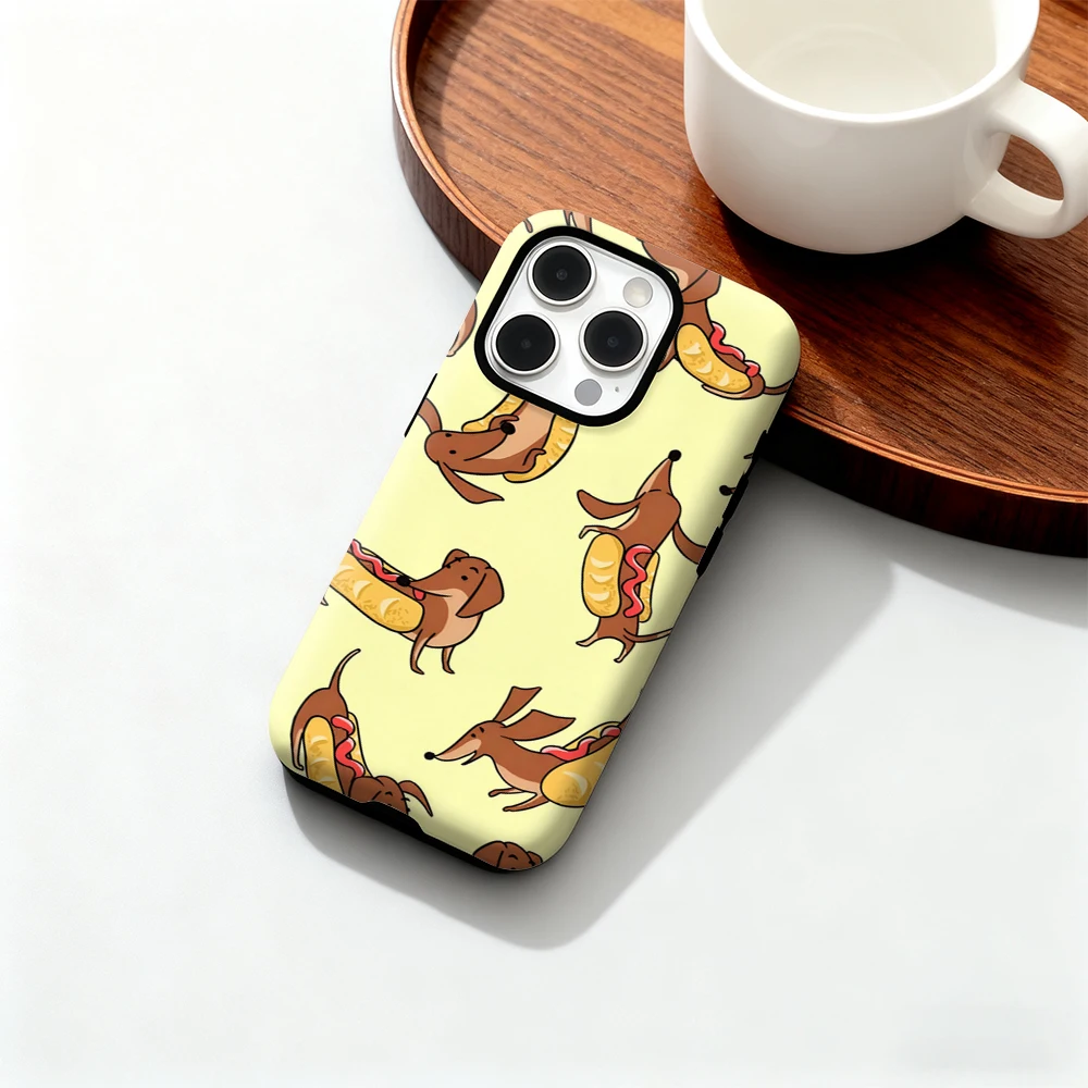 핫도그 푸프스 아이폰 17 16 15 14 13 12 11 X XS XR XSMAX 7 8 에어 프로 맥스 플러스 럭셔리 이중 레이어 백 커버