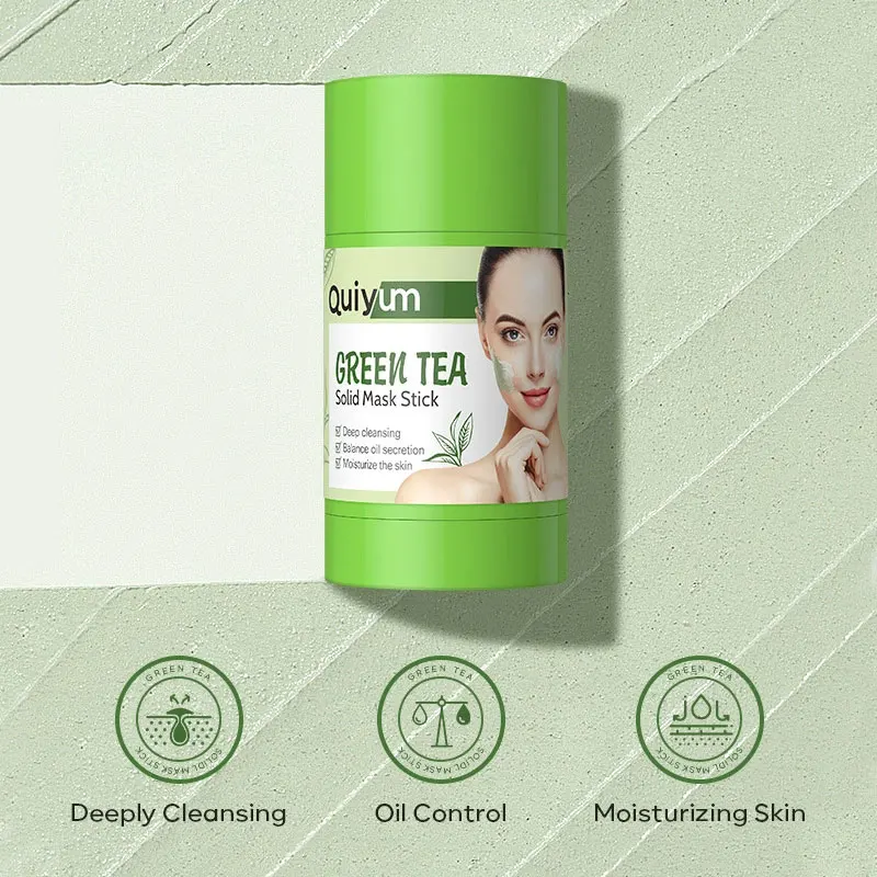 Green Tea Face Deep Cleaning Mud Solid Mask Stick Oil Control Smearing Mud Film Dispel Acne Blemish Mark Remove Blackhead Acne