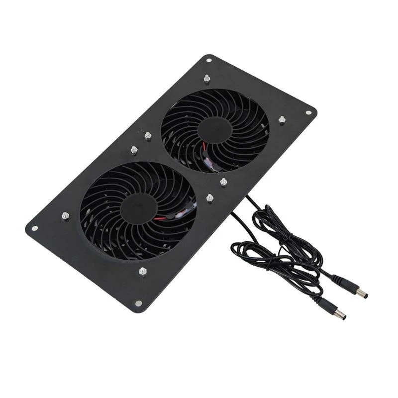 97QC كفاءة DC12V مجموعة التهوية مروحة مزدوجة لبيوت الحيوانات الأليفة الملاجئ Solar Panal