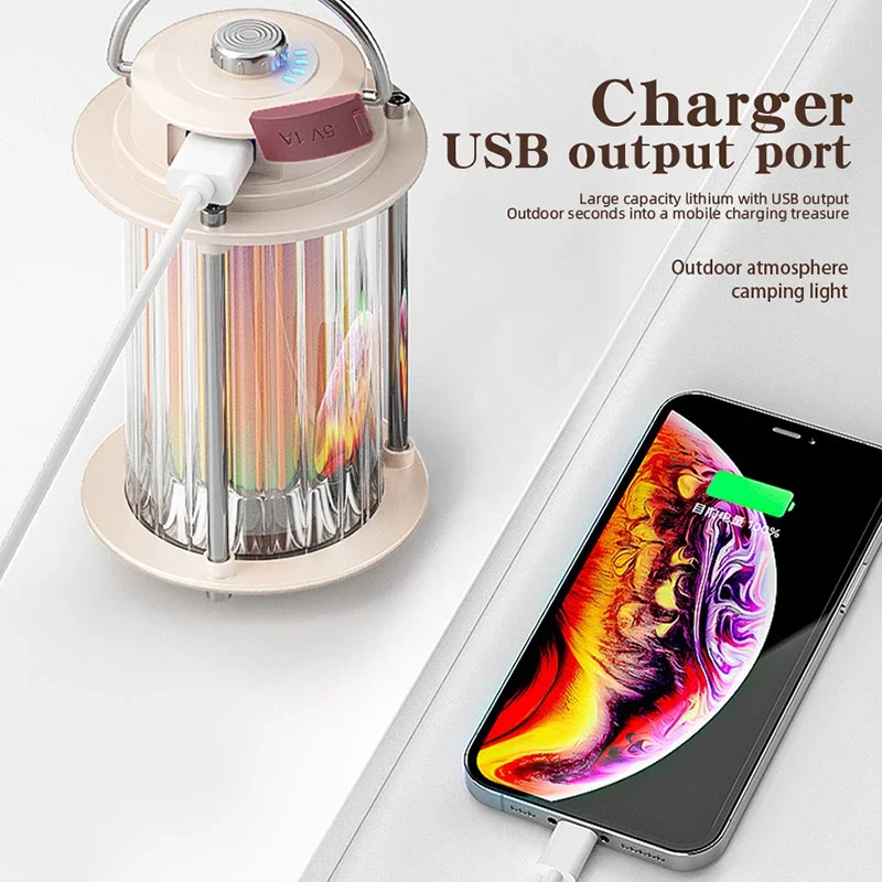 Tragbare multifunktion ale Outdoor-Camping leuchte USB-Aufladung unbegrenzte Dimm atmosphäre Strom versorgung Bildschirm Zelt Licht