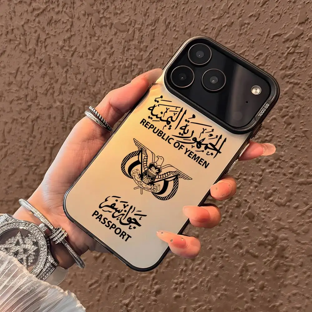 Y-Yemen Passport Phone Case For iPhone 17 16 15 14 13 12 11 Pro Max Designer Matte Laser Aurora Funda Phone Case - view 4