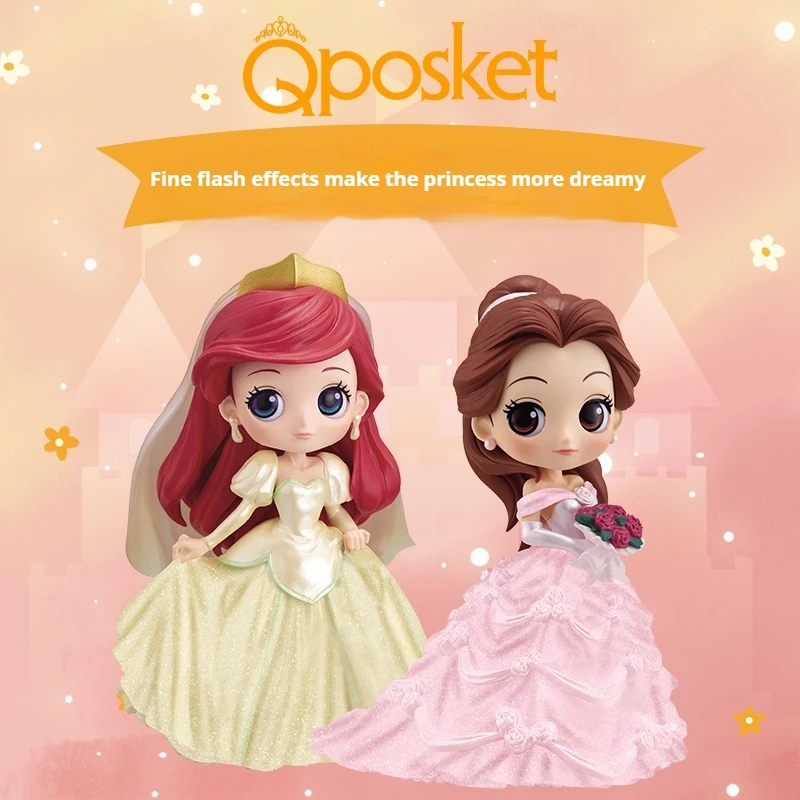 Bandai Disney Princess Q Edition Anime Figure Wedding Dress Special Edition Action Figure Toys For Kids Gifts Decor Supplies