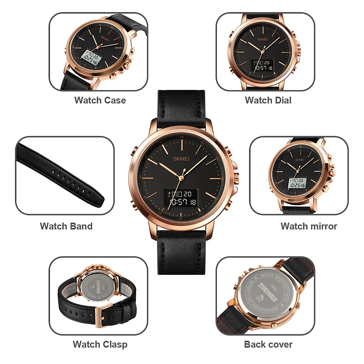 SKMEI Male Casual Waterproof Alarm Clock Wristwatch LED Light Dual Time Display Stopwatch Digital Electronic Watch For Men Women