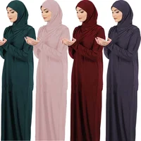 Ramadan une pièce prière Abaya Robe à capuche caftan femmes musulmanes Robe Hijab Robe couleur unie Islam dubaï turquie vêtements 1