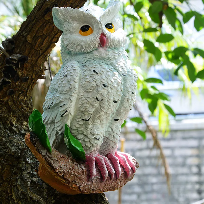 

Имитация птиц, поделки из смолы, садовые украшения для деревьев бонсай, украшения в виде совы, модель 1 шт., украшение для сада
