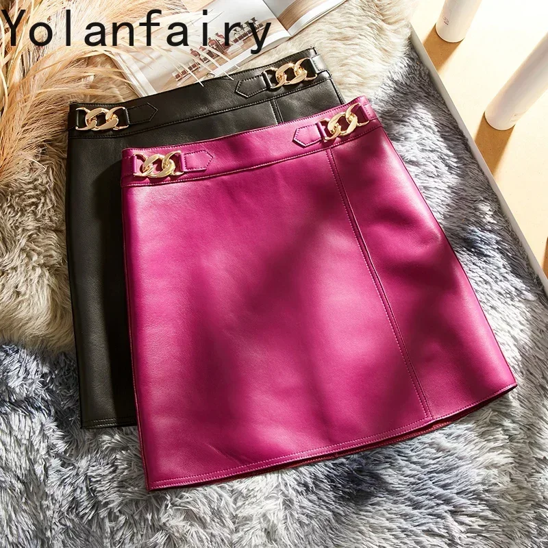 

Genuine Leather Skirt for Women High Waist Hip Skirt Korean Style Black Skirts Real Sheepskin Short Skirts Pure Leather Skirt