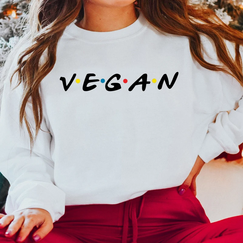 Friends Vegan Women Sweatshirt Long Sleeve Graphic Hoodies O Neck Streetwear Outfits Loose Jumpers Ladies Clothing Femme Tops