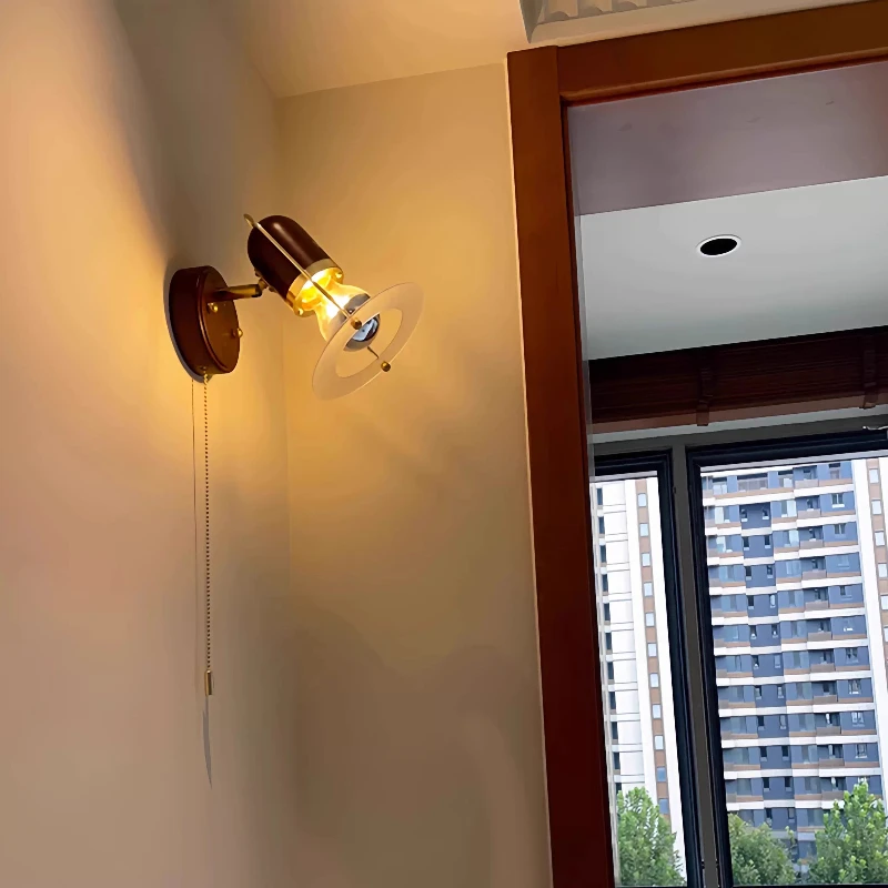 American Retro Industrial Style Rocker Arm Wall Lamps Bedroom Bedside Hallway Light Adjustable Pull Cord Switch LED Wall Sconces