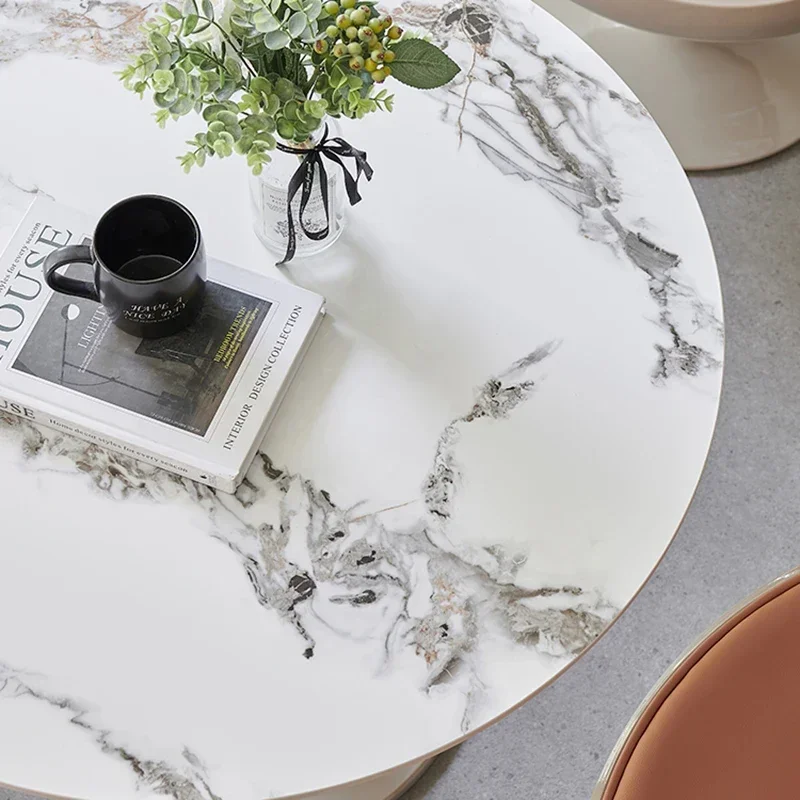 

Small Marble Round Table Center Four Chairs Kitchen Table Reception Rock Board Negotiation Table Mesas Apartment Furniture