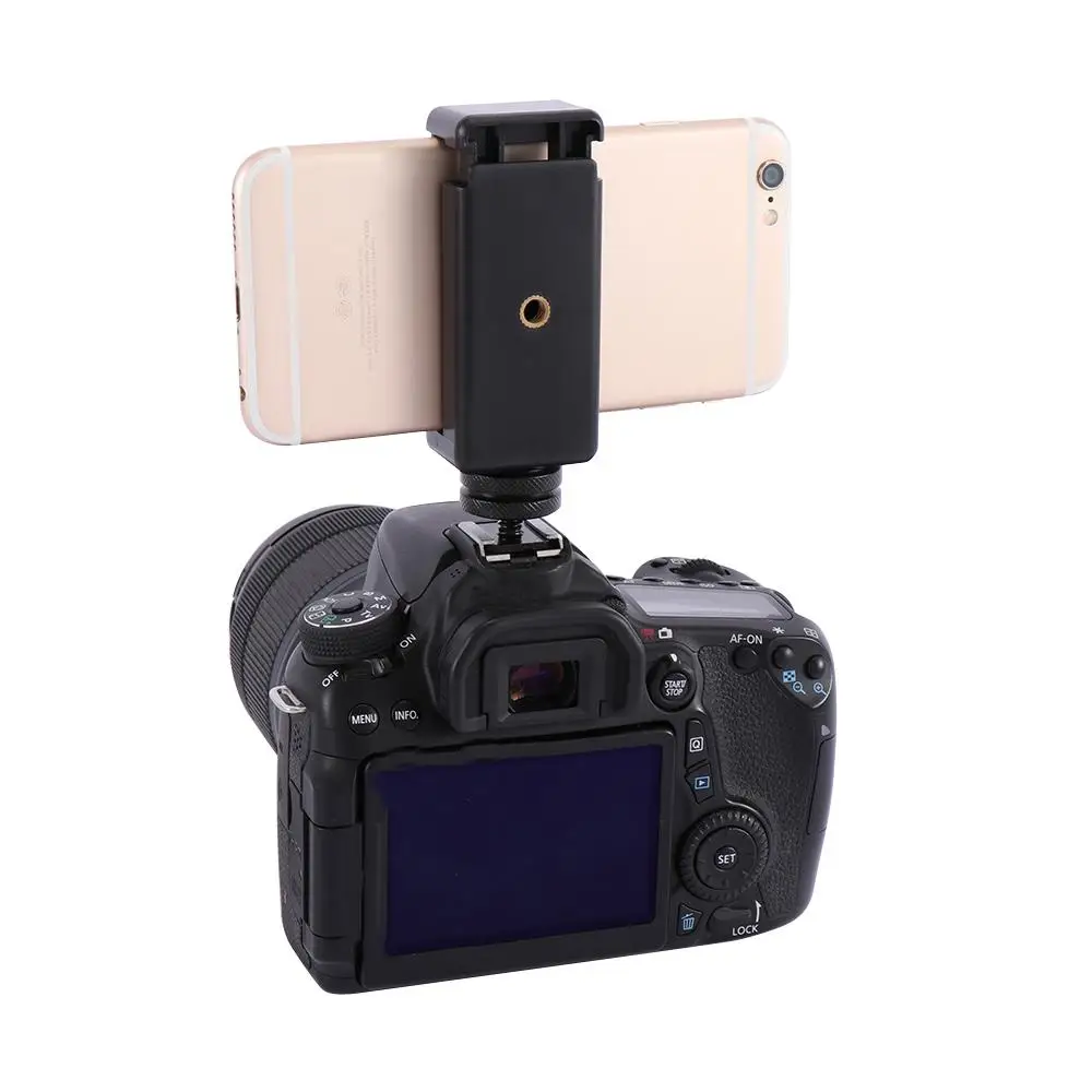 

Black 1/4 Flash For DSLR Camera Clip Phone Holder Hot Shoe Adapter Phones Accessories