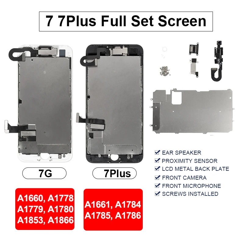 Full LCD For iPhone 7 8 Plus Display Touch Screen Assembly With Home Button Digitizer Pantalla Replacement +Front Camera Repair