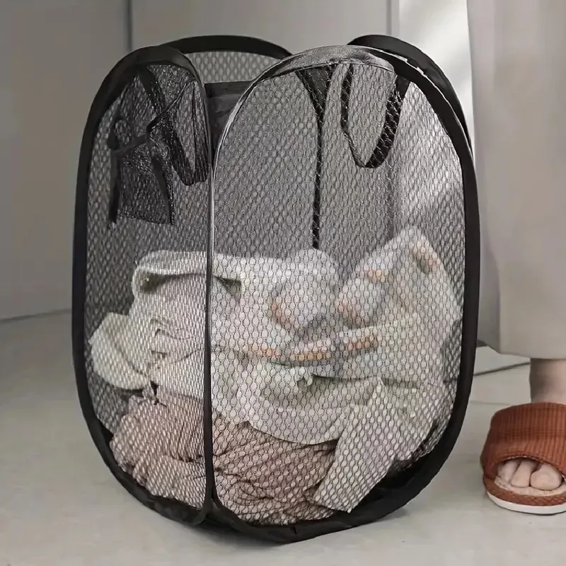 

Mesh Pop-up Laundry Basket, Laundry Basket, Foldable Dirty Clothes Storage Basket, Large Capacity Storage Basket