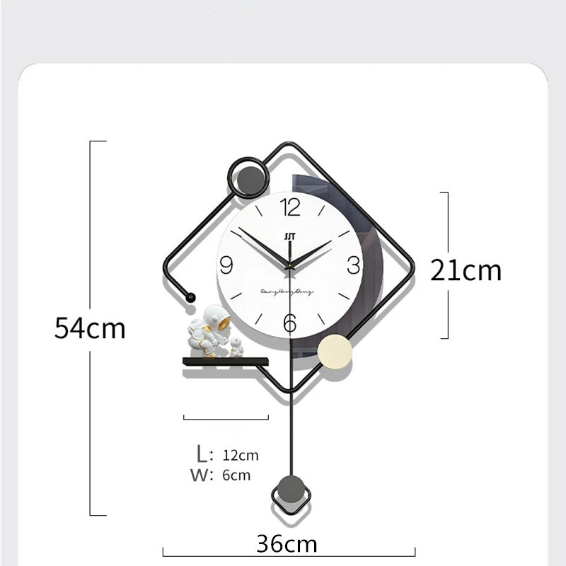 Astronaut Wall Clock 54x36cm Large Size Silent Quartz Movement Nordic Style Home Living Room Decor 12-Hour Format