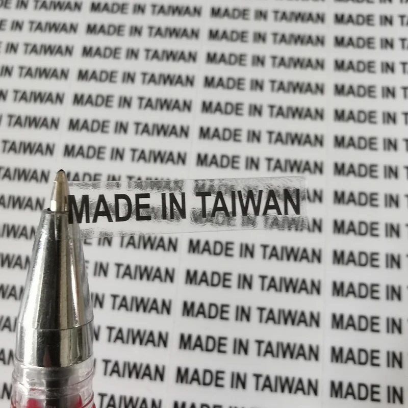 MADE IN TAIWAN Transparent or white  stickers 1000PCS 6X28mm label with black print