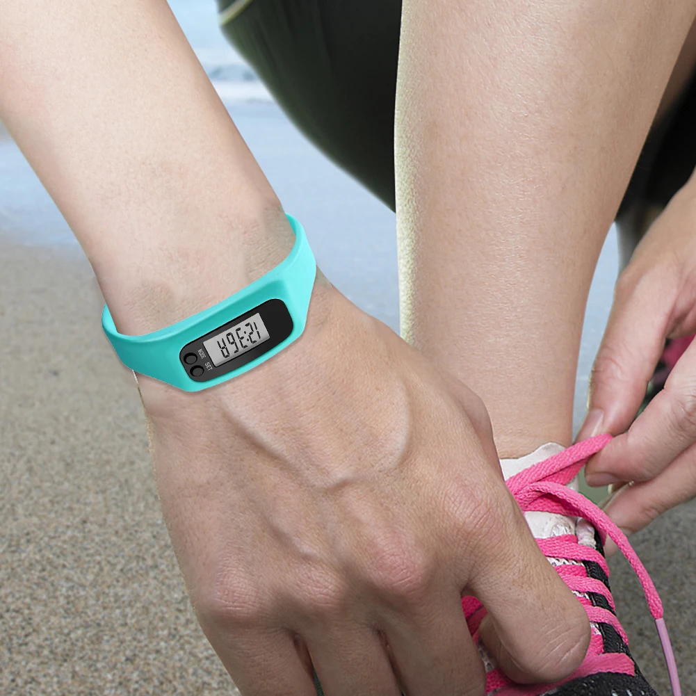 LED Pedometer Bracelet Walking Running Pedometer 12/24H Time Display Silicone Step Tracker Fitness Watch for Outdoor Sports