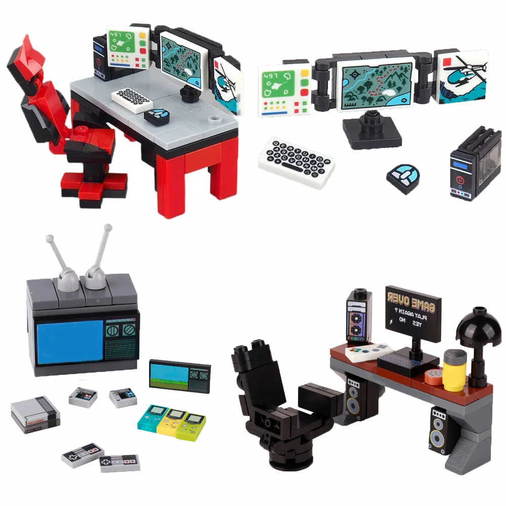 Kit de construction de bureau MOC avec lumière, modèle de bricolage de la série Creative City pour enfants et collectionneurs