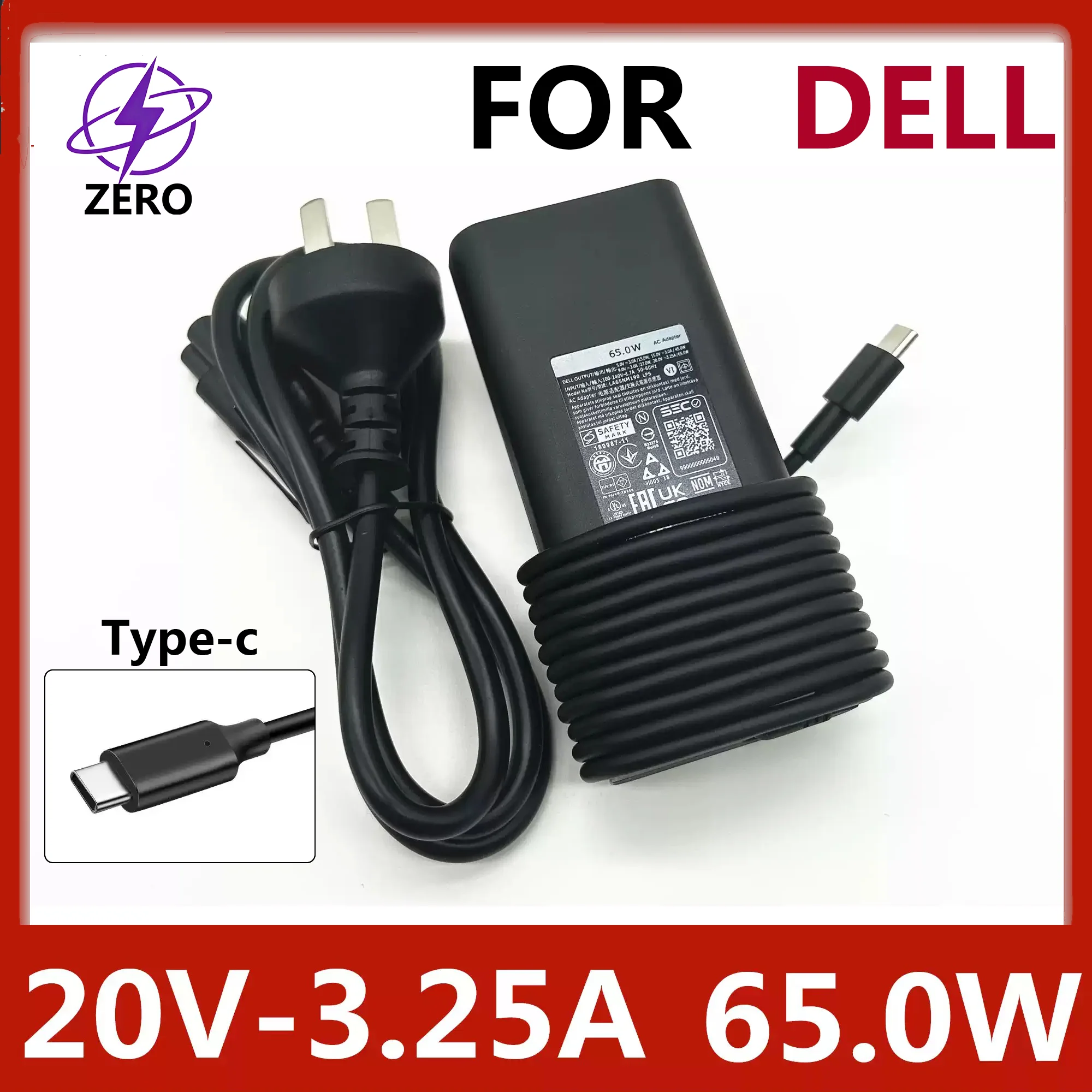 

Original 65W 20V3.25A Usb-C Type-C Ac Adapter Laptop Charger for Dell 5330 5430 5530 7330 7430 7530 La65Nm190 Laptop Power Supply