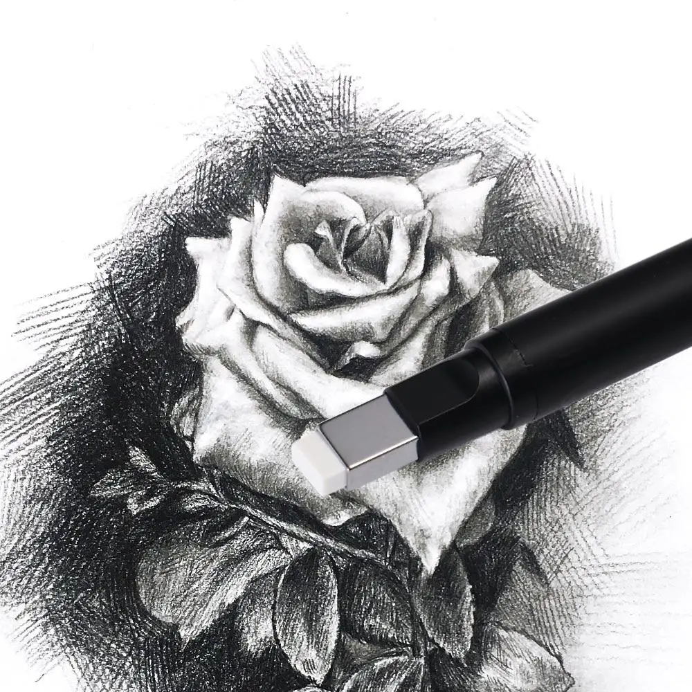Press Type Mechanical Eraser Super Fine High Precision Pen Shape Rubber Painting High Gloss Pencil Eraser Art Supplies