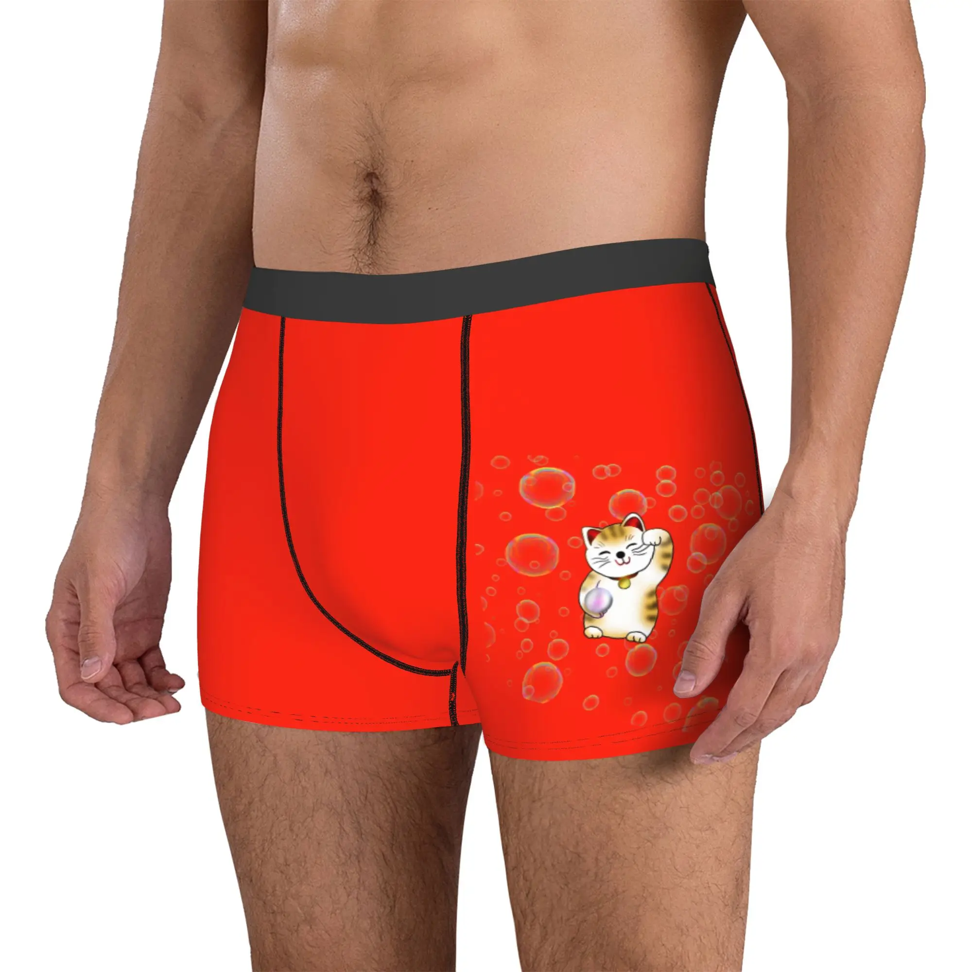 Customized Kawaii Maneki Neko Lucky Cat Underwear Male Print  Boxer Shorts Panties Briefs Soft Underpants