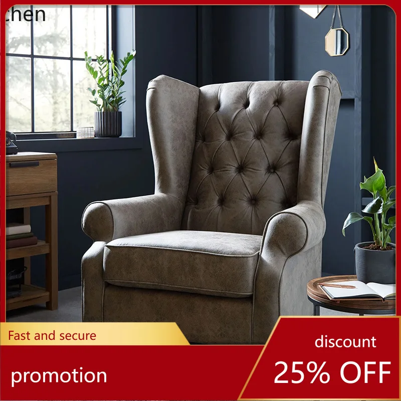 

YFY Single Sofa Chair with Buckle Fabric High Back Leisure Chair Balcony Single Chair