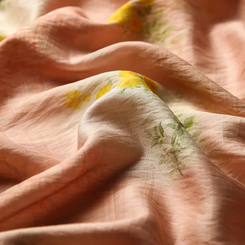 Dunne micro-transparante bedrukte linnen stof gaas rok Hanfu shirt Cheongsam nieuwe Chinese stijl nationale stijl stof