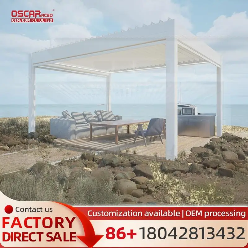 

Easy Assembly Retractable UV Protected Aluminum Louvered Pergola for Patio Garden Backyard pergola