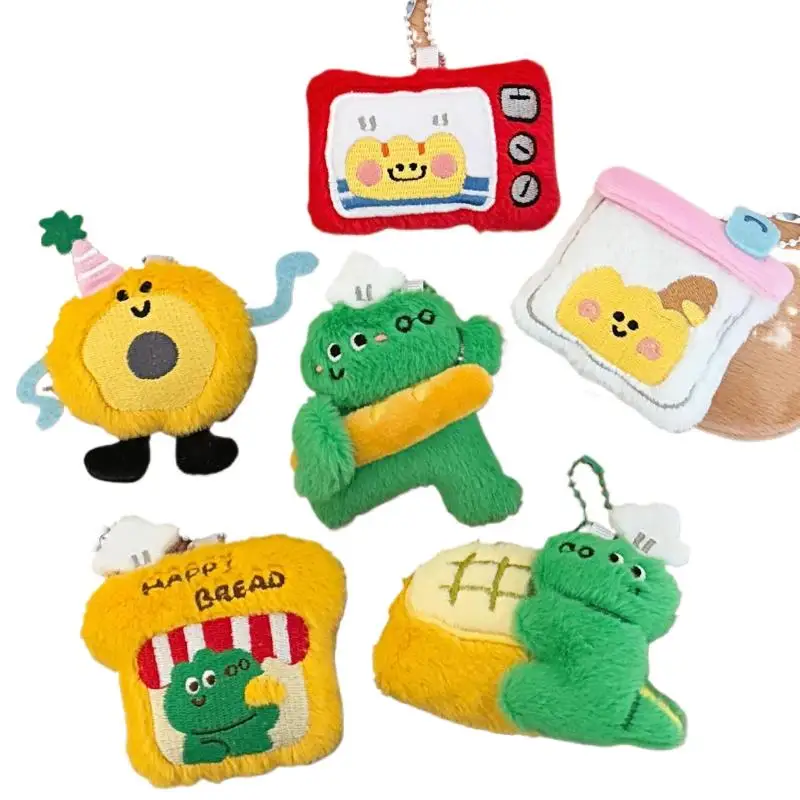 귀여운 플러시 고메 악어 인형 펜던트 키체인 카와이 만화 빵 인형 펜던트 백팩 장식 액세서리 선물