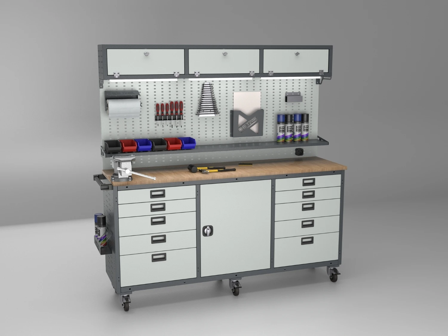Modular Heavy Duty OEM Tool Cabinet Workbench Pegboard Knock-down Structure Electrostatic Powder Coat High Quality Industrial