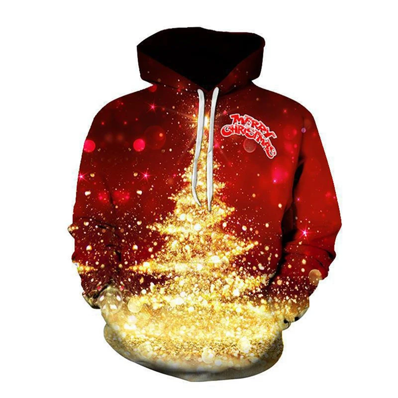 Novelty Fashion 3D Print Xmas Tree Hoodie Y2k Clothes For Men Women Kids Casual Funny Neon Graphic Hoodies Christmas Pretty Gift