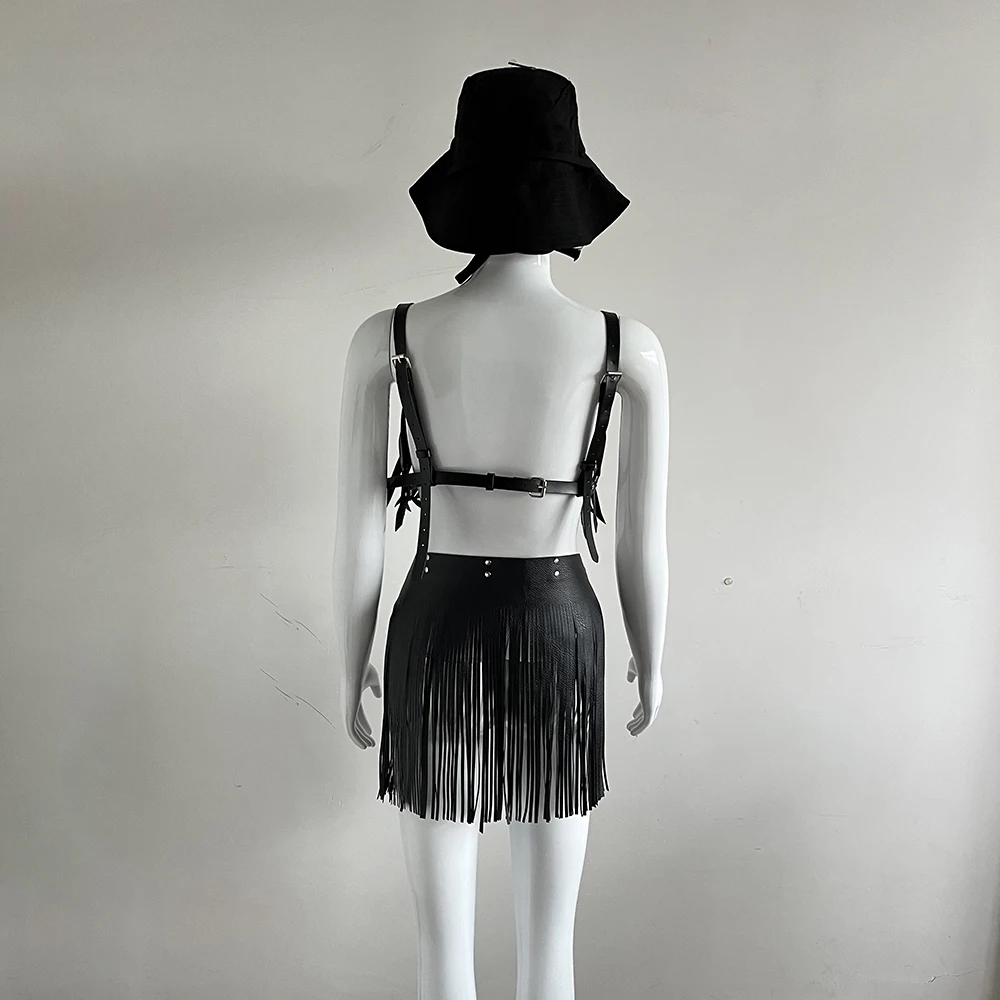 Leather Plus Size Tassel Steampunk Skirt Harness Sexy Clubwear Fetish Goth Clothing Bondage Bdsm Lingerie Valentines Day Gift