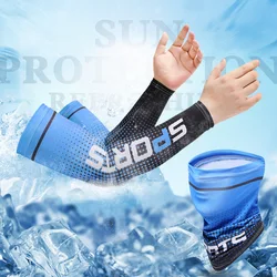 New Ice Silk Cycling Sleeve Sunscreen Cuff UV Sun Protection Arm Sleeves Anti-Slip Men Women Long Gloves for Outdoor Cool Sport