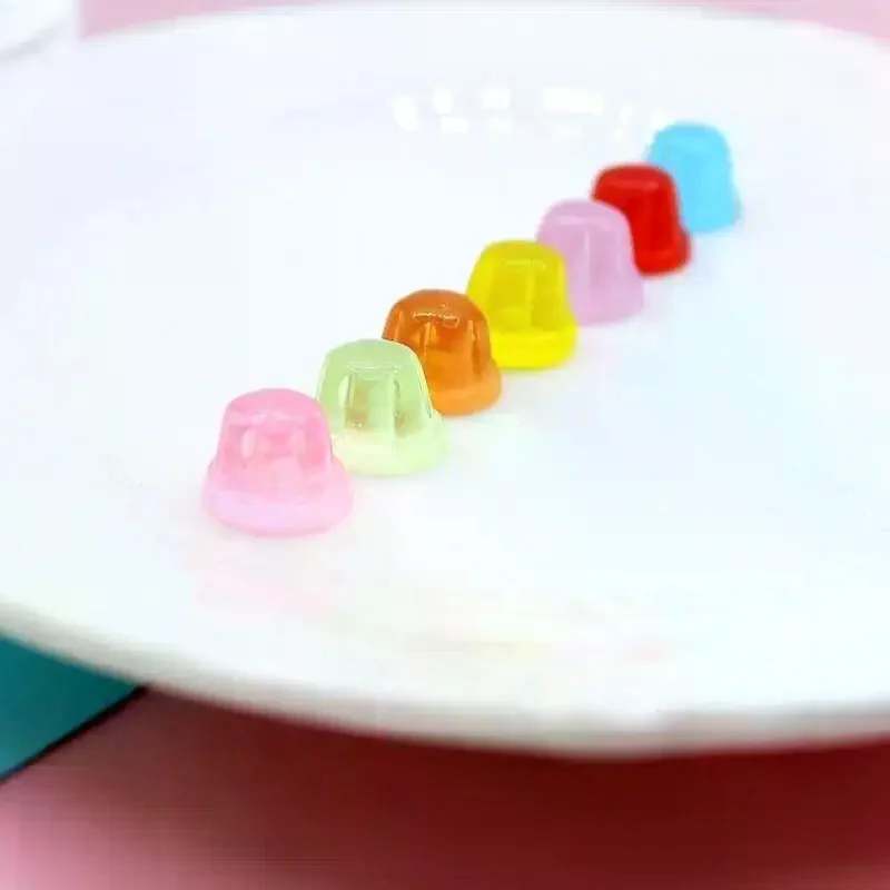 10pcs Resin Pudding Kawaii Fake Food Miniature Craft Material Scrapbooking Figurine Cabochon Accessories Flatback Embellishment
