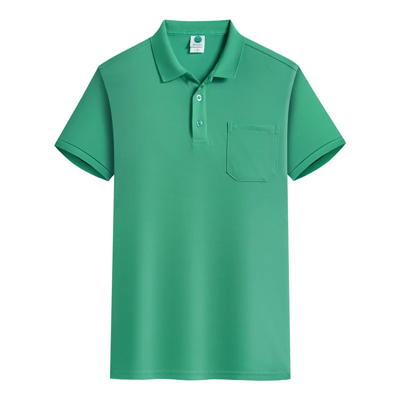 Letnie Business Casual krótka, Slim koszulki Polo z kieszenią dla kobiet i mężczyzn solidne oddychające eleganckie damskie i męskie krótkie koszulki Polo