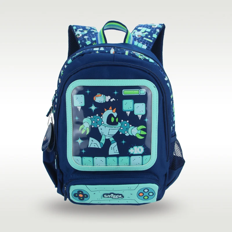 Austrália smiggle original crianças mochila meninos robô azul profundo ombro mochila kawaii 3-7 anos sacos de modelagem 14 polegada