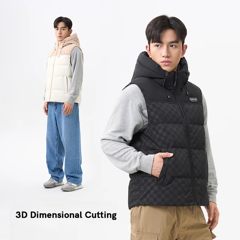 Chericom Men's Down Vest Hooded Sweatshirt Stand Collar Zippered Sleeveless Lightweight New Winter Warm  Puffer Vibe Y309953N